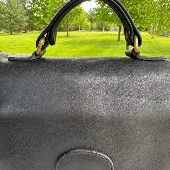 Vintage Coach 5130 Black Leather Station Satchel Crossbody Bag Brass Hardware - Picture 4 of 16